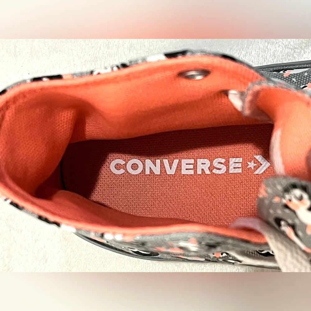Converse Kids High-Top Sneakers Black, White, and Orange Penguin Tundra Print